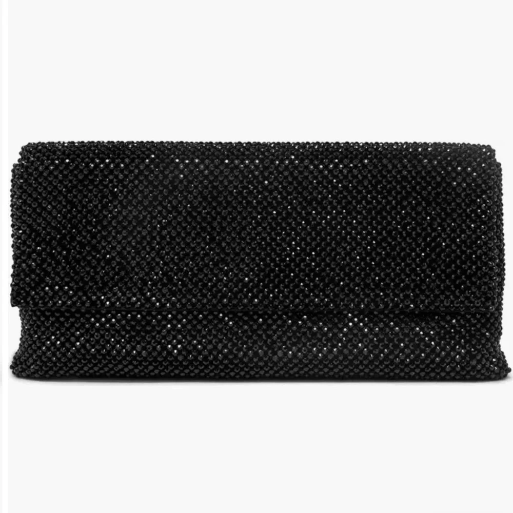 Sequin Black Evening Clutch with Chain Strap